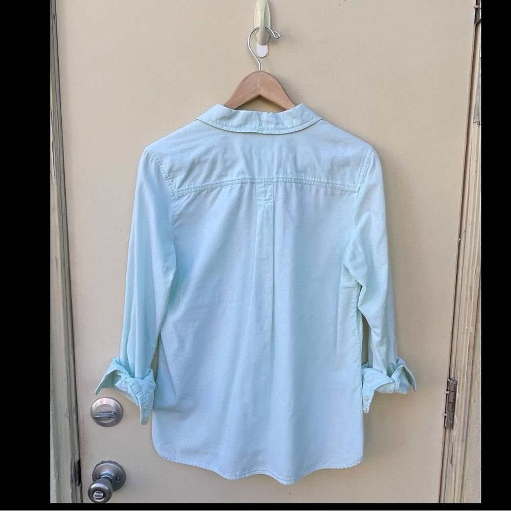 Gap Perfect Oxford Button Down Mint Green Shirt Size Med - Picture 2 of 11